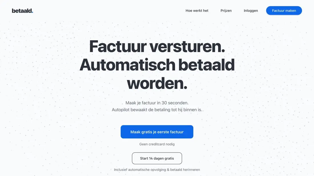 Website van BetaaldWorden.nl, facturatie-app voor zzp’ers, ontworpen en gebouwd door GO 4IT-Studio