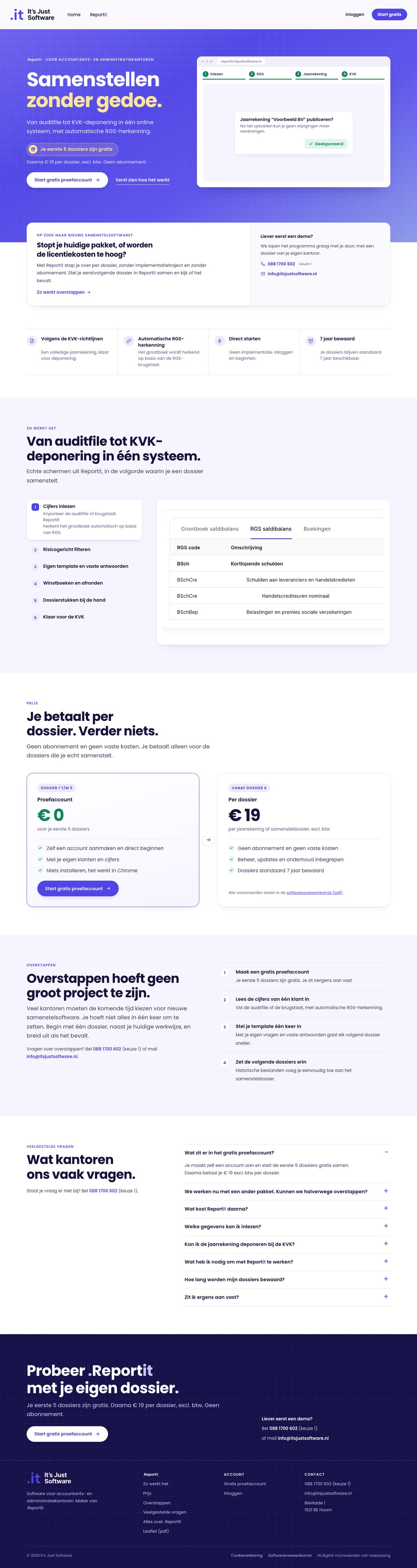De volledige nieuwe homepage van It’s Just Software