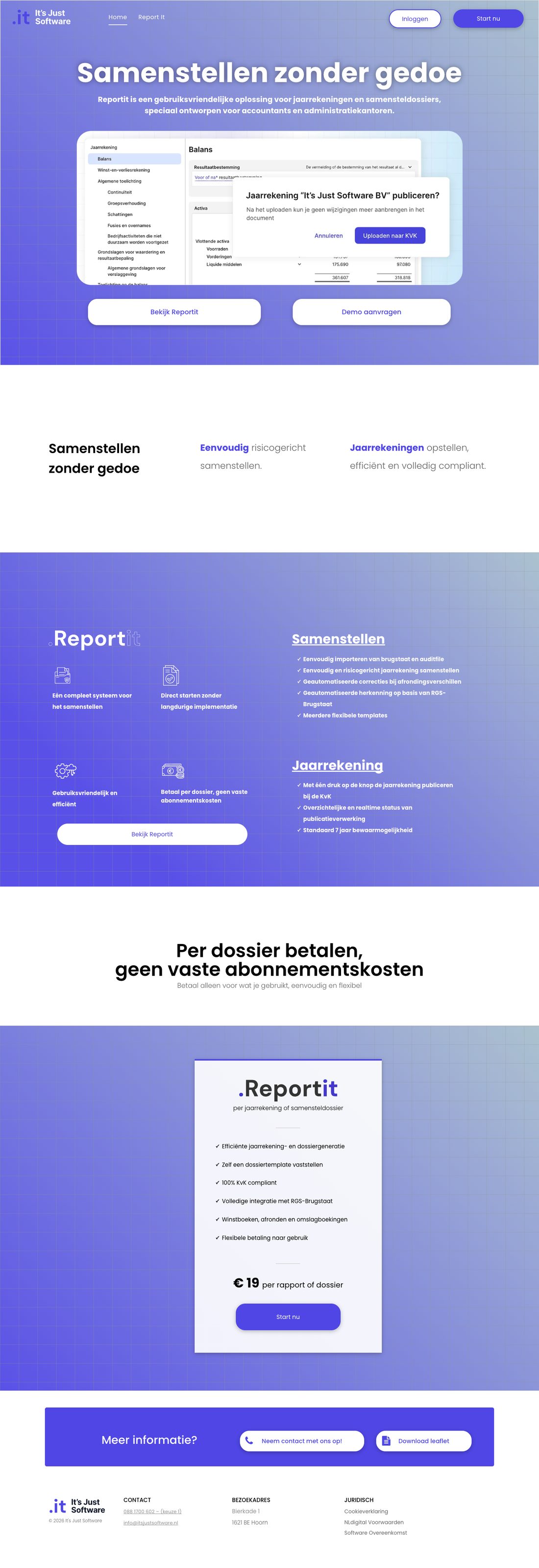 De volledige oude homepage van It’s Just Software