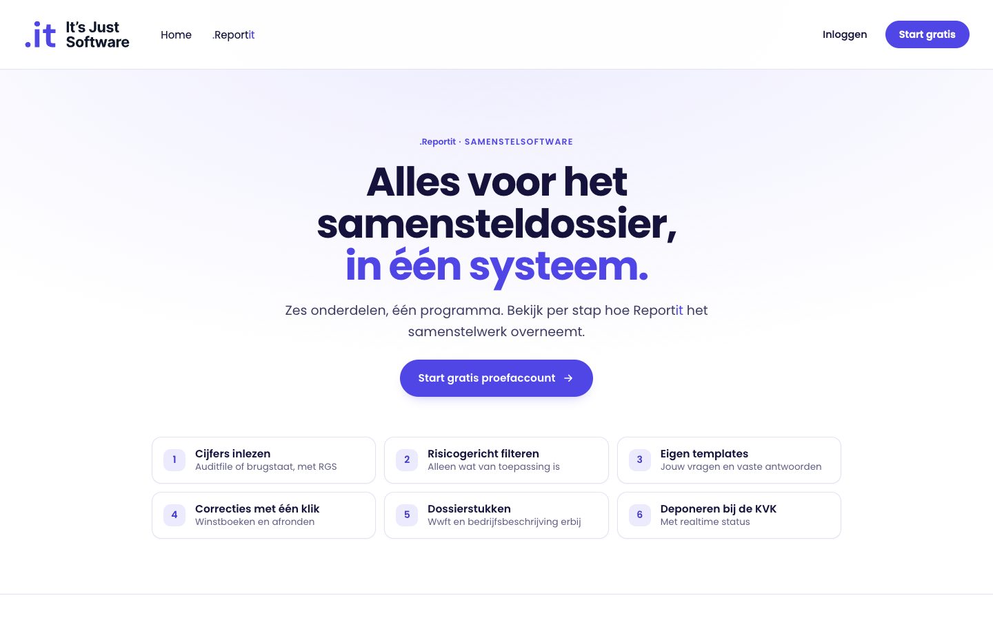 De nieuwe pagina Report It: alles voor het samensteldossier in één systeem