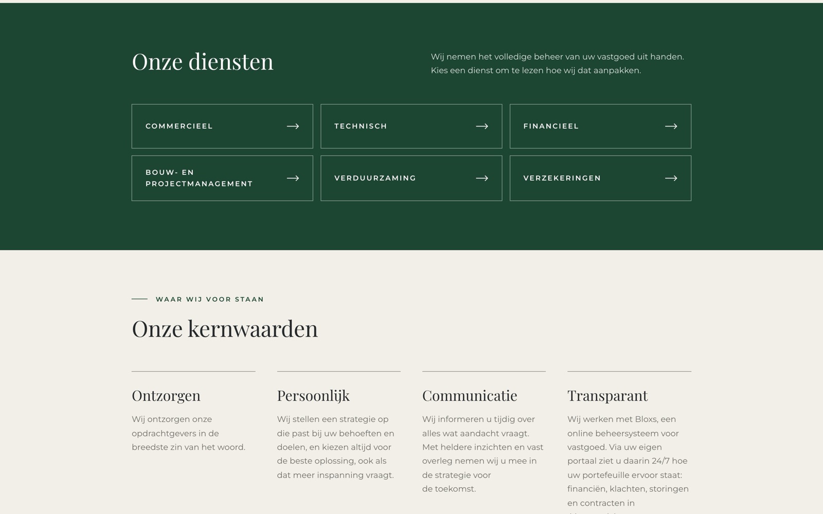 Onze diensten in zes tegels en de vier kernwaarden