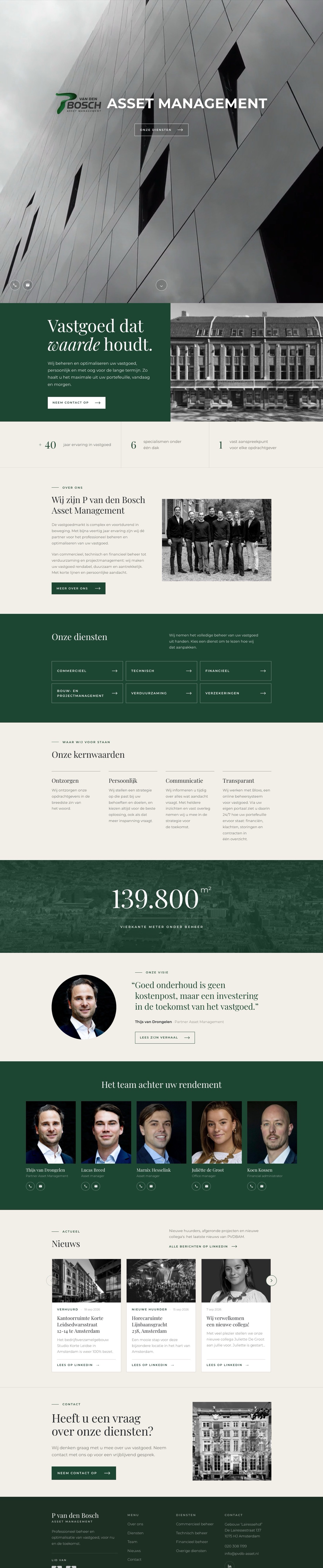 De volledige nieuwe homepage van P van den Bosch Asset Management