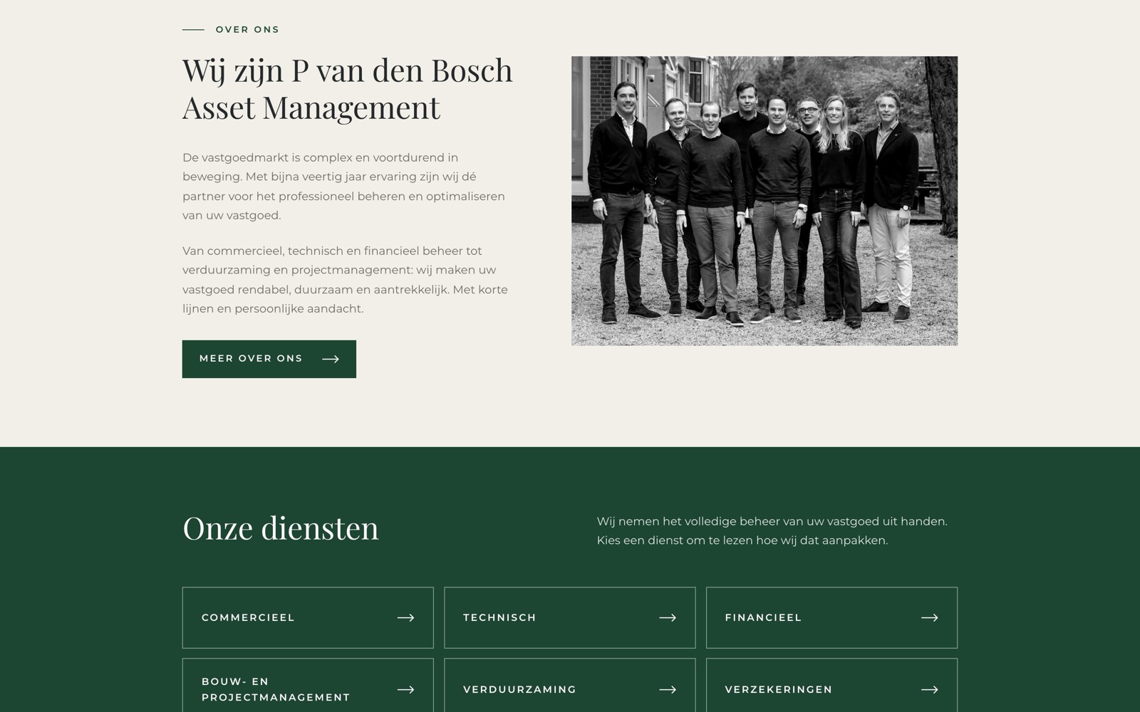 Blok Wij zijn P van den Bosch Asset Management met een groepsfoto van het team