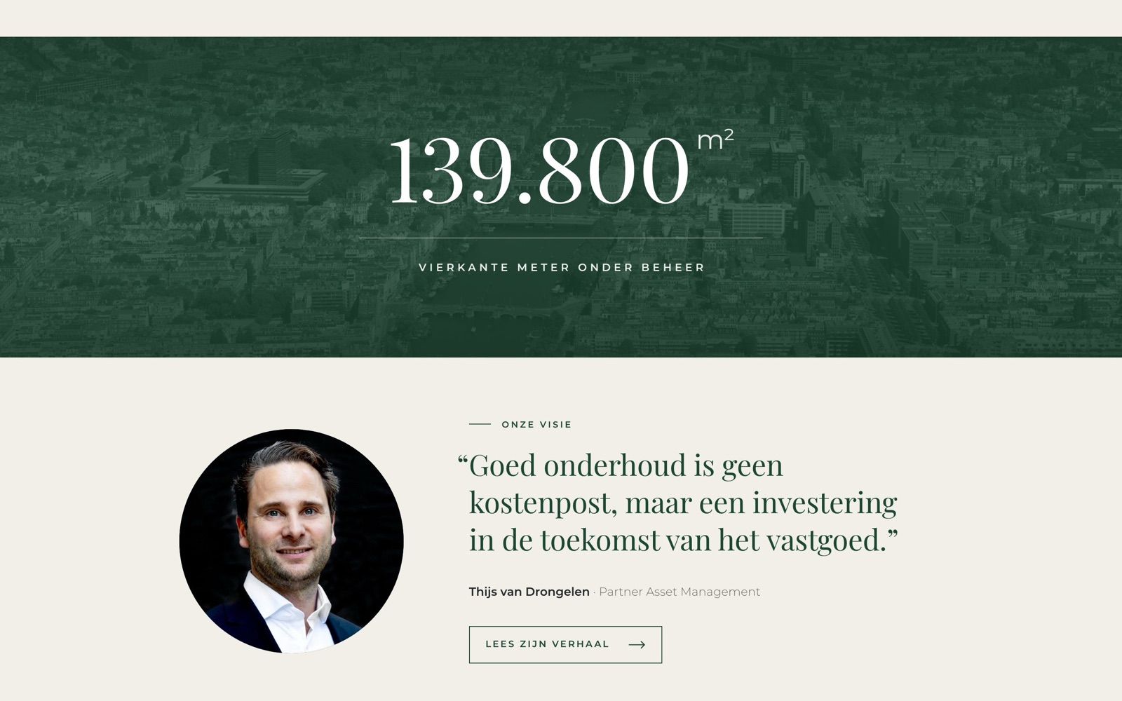 Teller 139.800 vierkante meter onder beheer en het citaat van Thijs van Drongelen