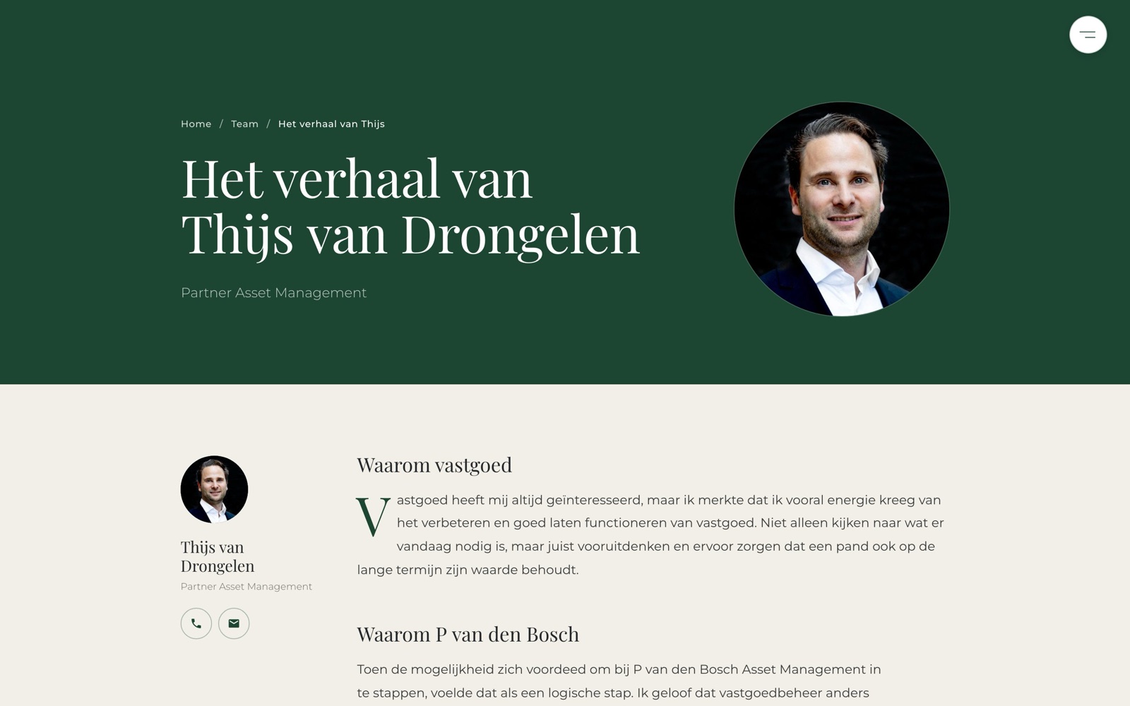 De pagina Het verhaal van Thijs