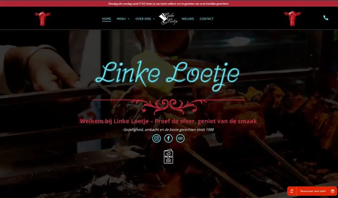 Website voor restaurant Linke Loetje