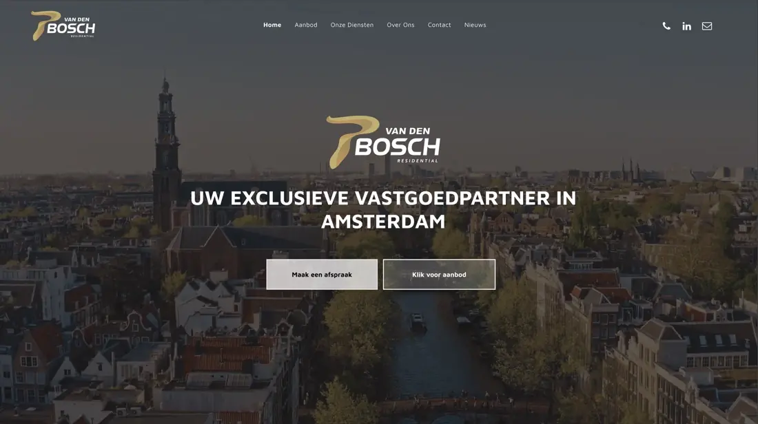Website voor P vd Bosch Residential in Amsterdam