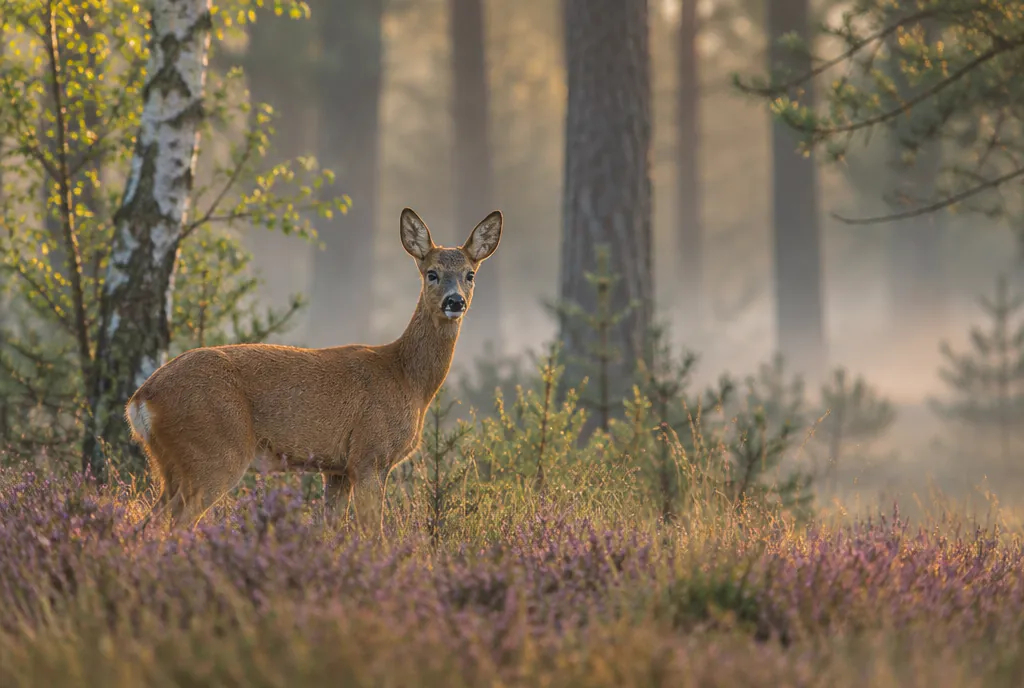 Een ree aan de rand van het bos